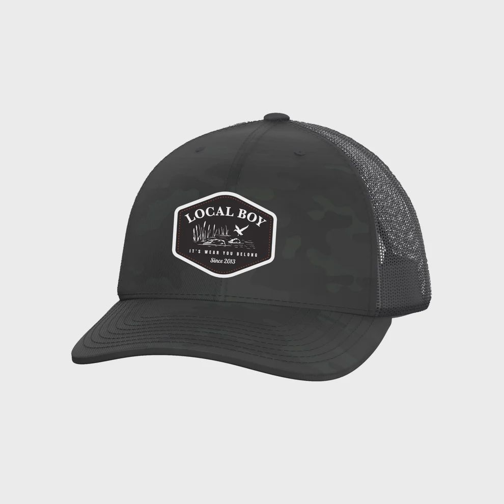 Local Boy® Men's Black/Multicamo Marsh Drop Trucker Cap L3000166