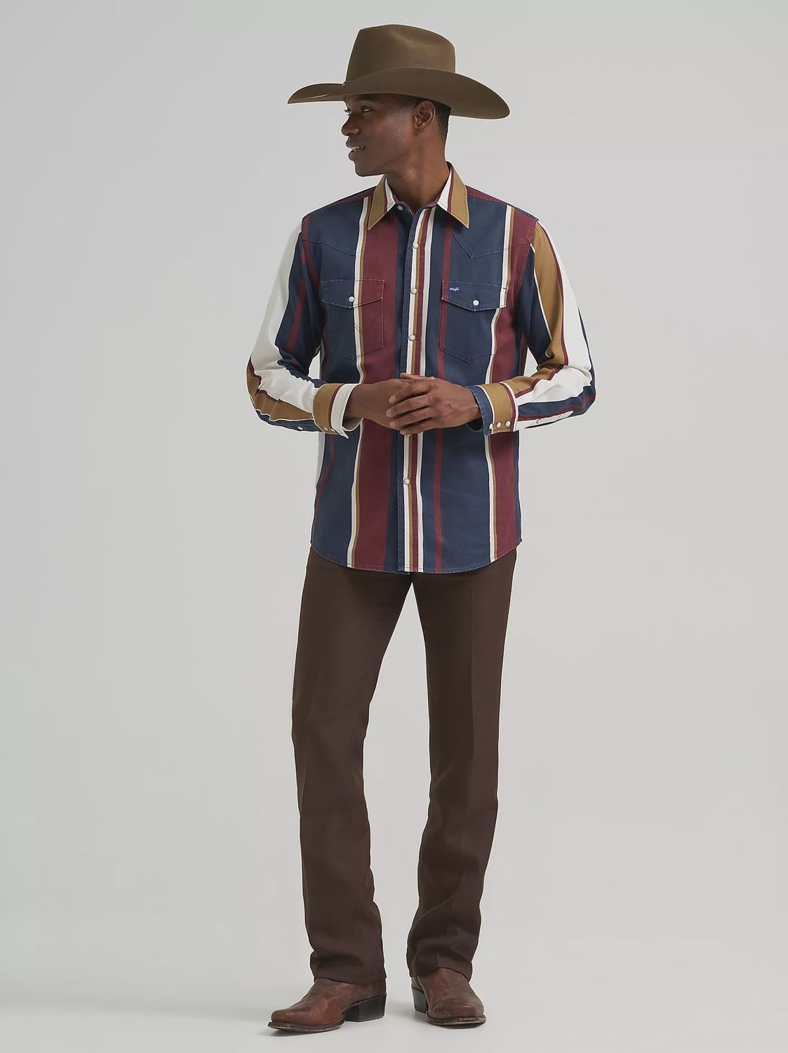 Wrangler Men's Vintage Inspired Brushpopper Long Sleeve Shirt Classic Fit 112381998
