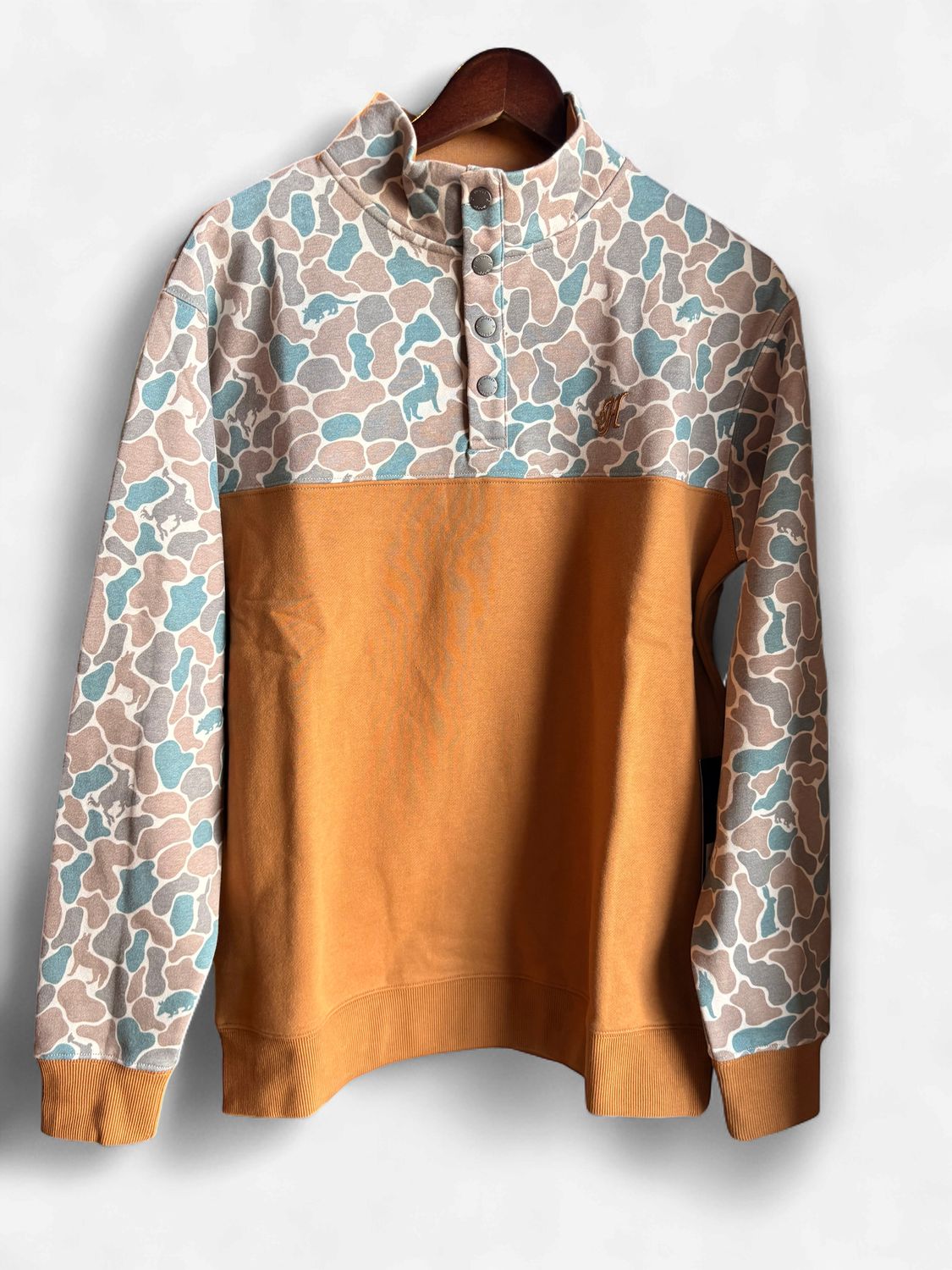 Hooey Men's Quarter Snap Pullover Stevie Brown/Camo HH2609BRCA