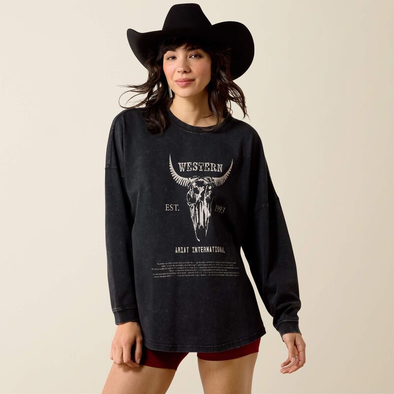 Ariat Women's Canvas oversized Black Acid Wash Shirt 10079483