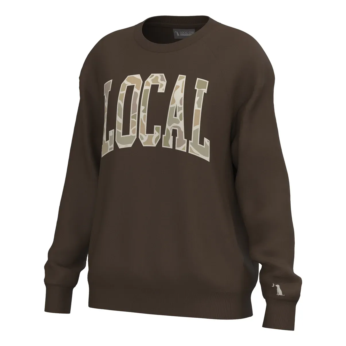 Local Boy Local Girl Women's Crescent Crew Espresso Sweatshirt L5130024