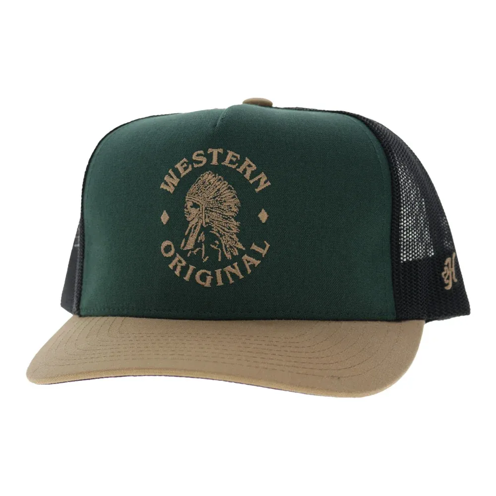 Hooey Men's Quanah Western Original 5 Panel High Green/Tan/Black Trucker Hat 2626T-GRBK/