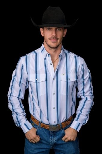 Ferrell THE TRISTAN - WHITE W/BLUE Long Sleeve FPL1026114, Colour: White, Gender: Men's, Size: Small