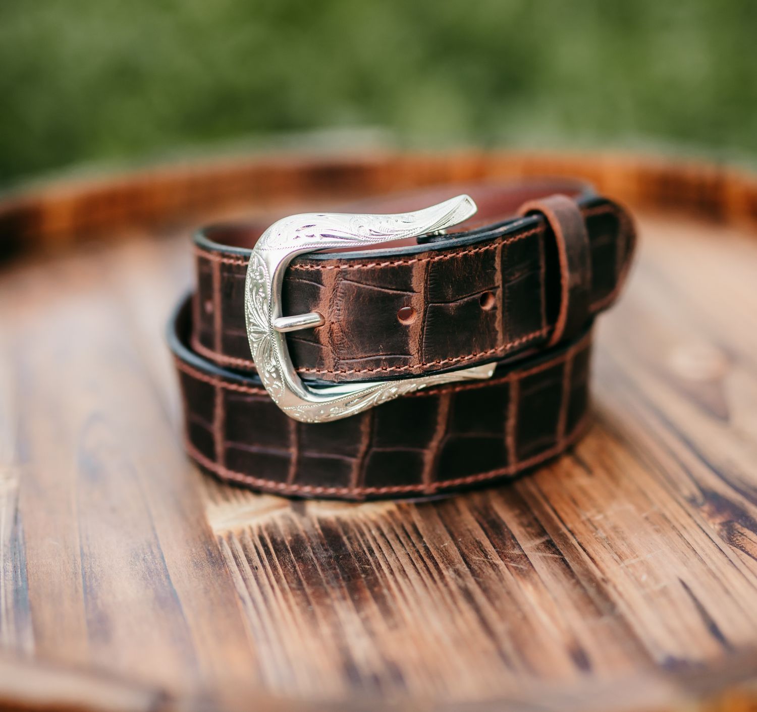 KLW Belts Men's Remington Alligator Embossed Distressed 1502