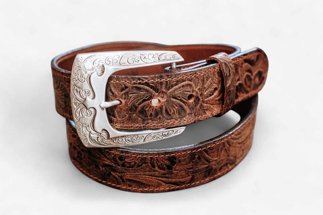 KLW Belts Men's Reagan Floral Embossed 1911