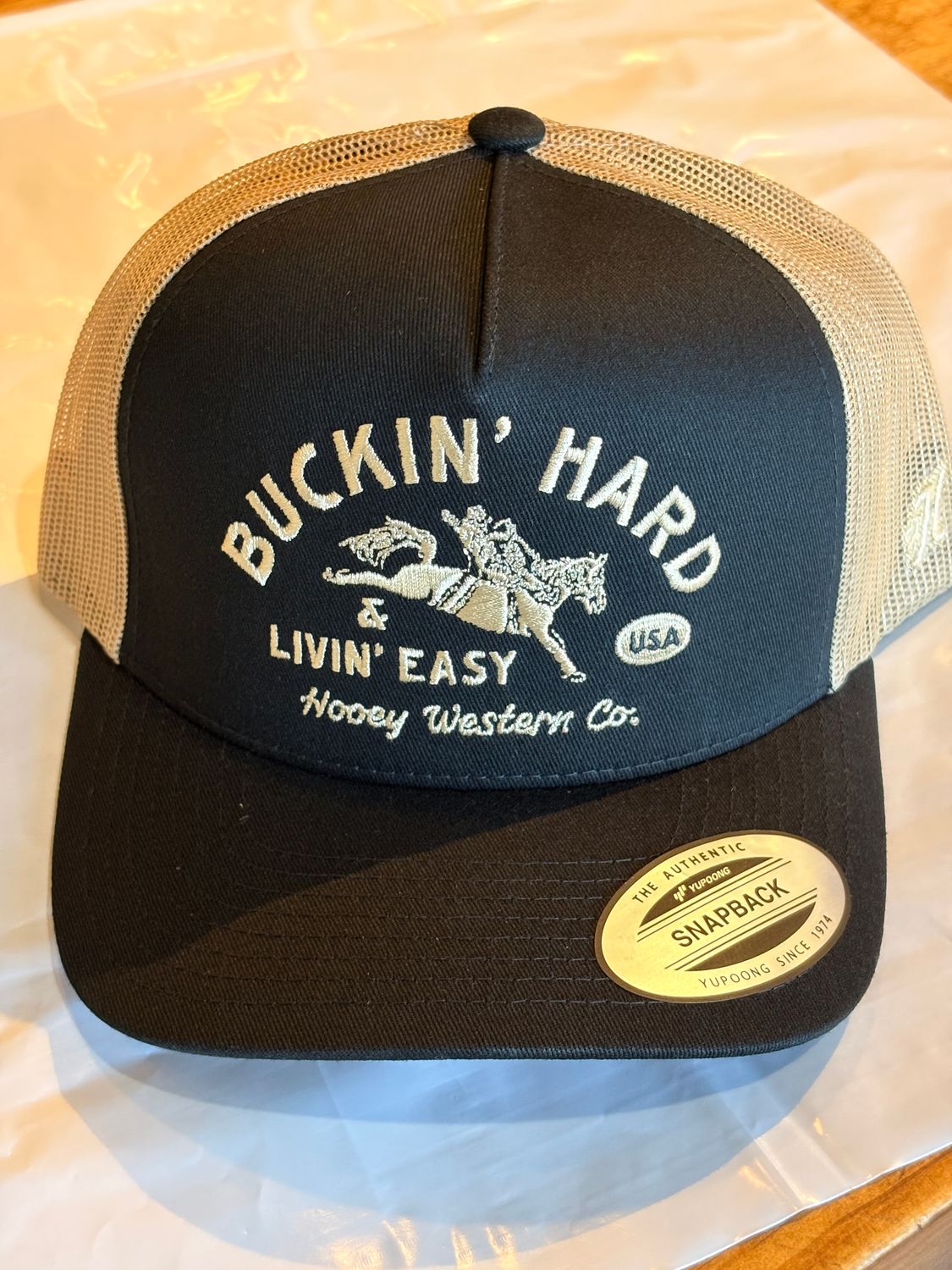 Hooey Men's Buckin Hard Black/Tan 5-Panel Trucker 2692T-BKTN