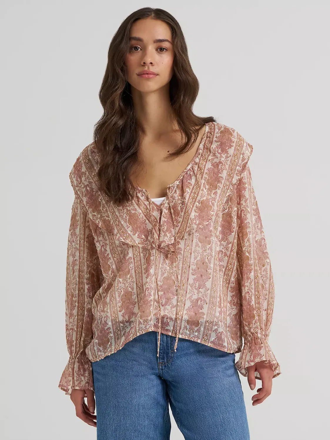 Wrangler Retro Women's Americana Ruffle Blouse 112385995