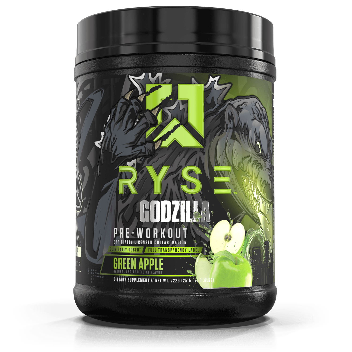 RYSE PRE-WORKOUT GODZILLA GREEN APPLE 1.6LBS