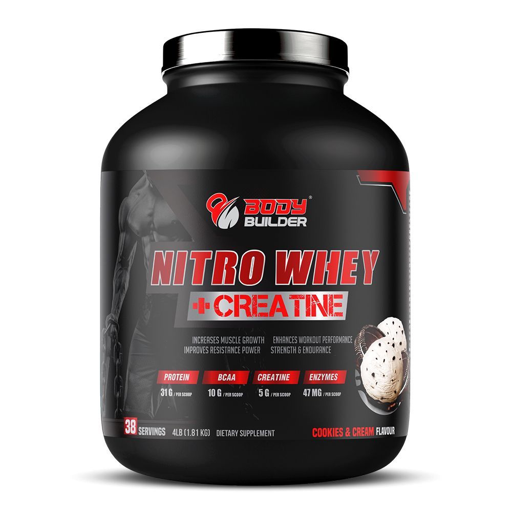 BODY BUILDER NITRO WHEY+CREATINE COOKIES CREAM 4LB