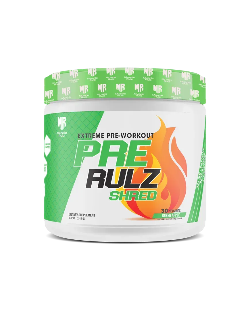 MUSCLE RULZ PRE RULZ SHRED 30SV GREEN APPLE