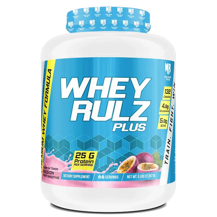 MUSCLE RULZ WHEY RULZ PLUS 5LBS/2.26KG PASSION FRUIT