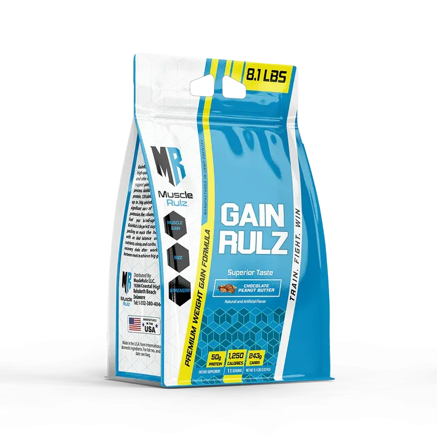 MUSCLE RULZ GAIN RULZ WEIGHT GAINER CHOC PEANUT BUTTER - 8.1LBS