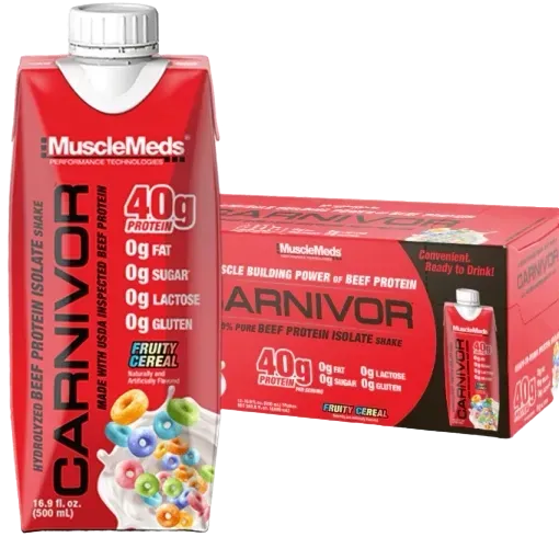MUSCLE MEDS CARNIVOR RTD FRUITY CEREAL 500ml -12/pk
