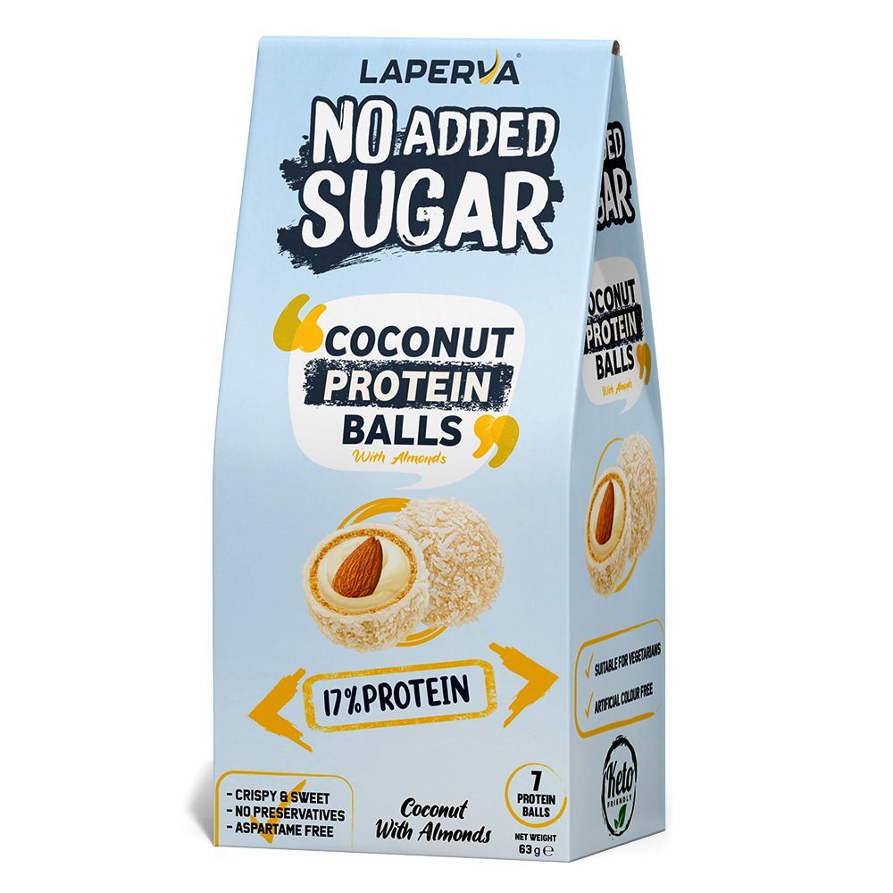 LAPERVA NO ADDED SUGAR COCONUT PROTEIN BALLS 63G LAPERVA NO ADDED SUGAR COCONUT PROTEIN BALLS 63G