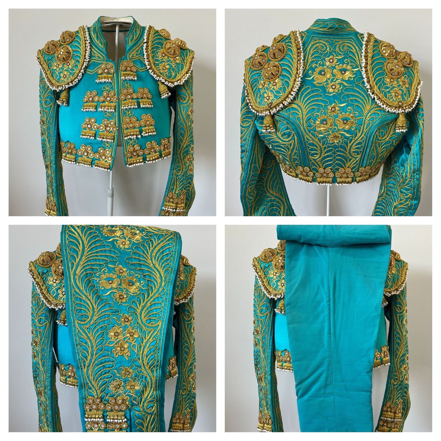 TRAJE DE LUCES TURQUESA Y ORO