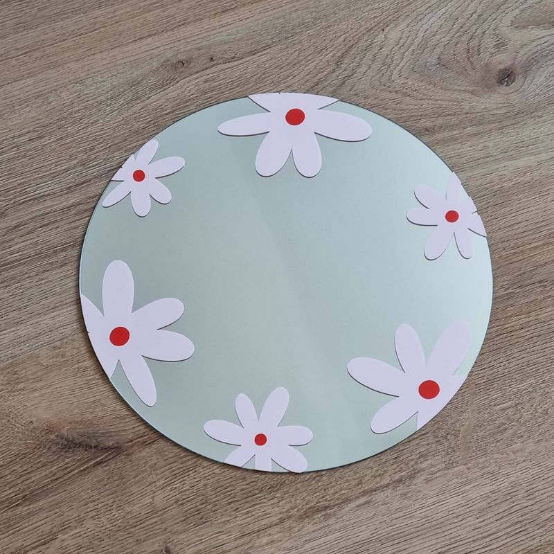 Spiegel met bloemen roze/rood