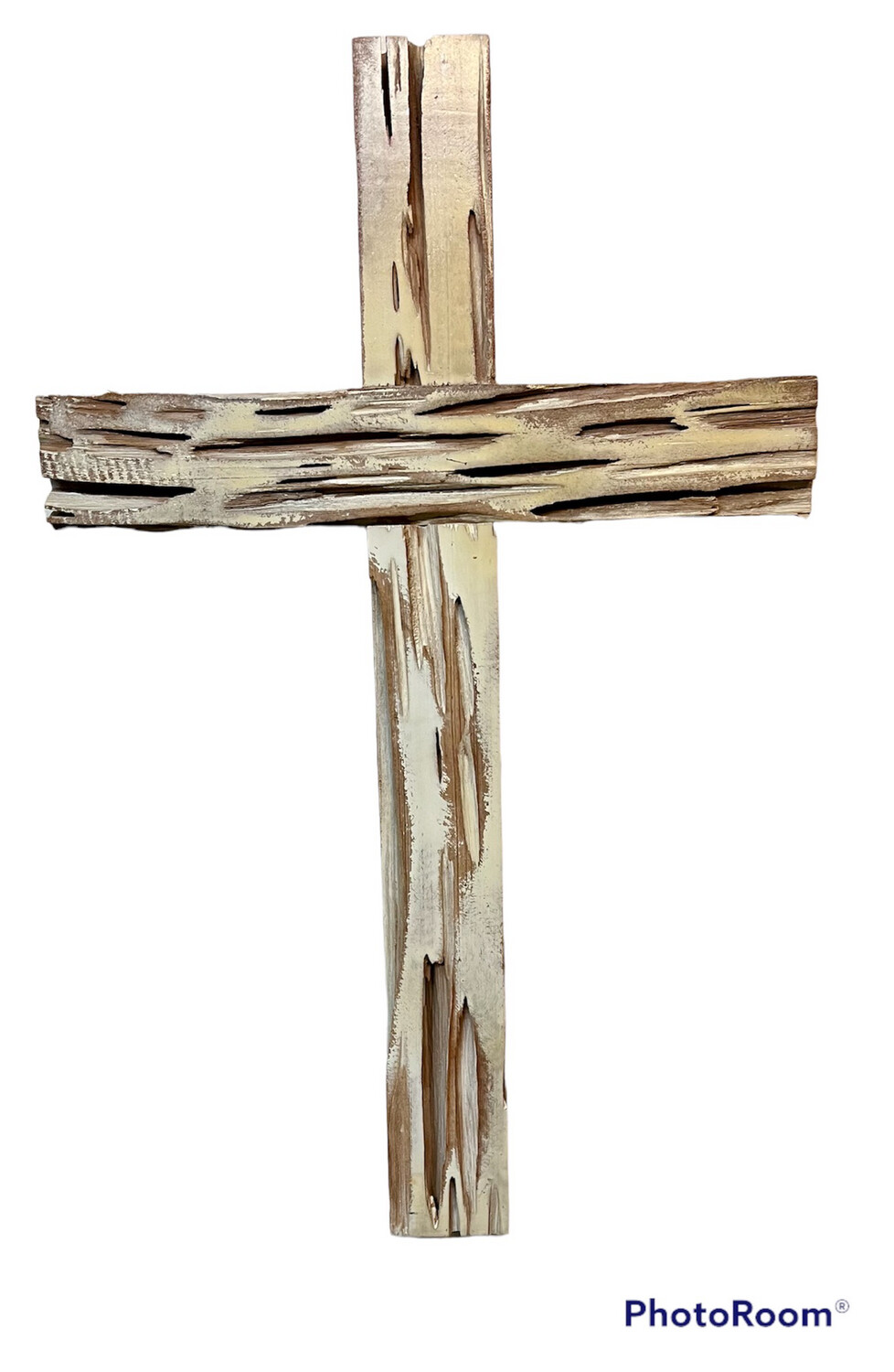 Pecky Cypress Cross  White Distressed