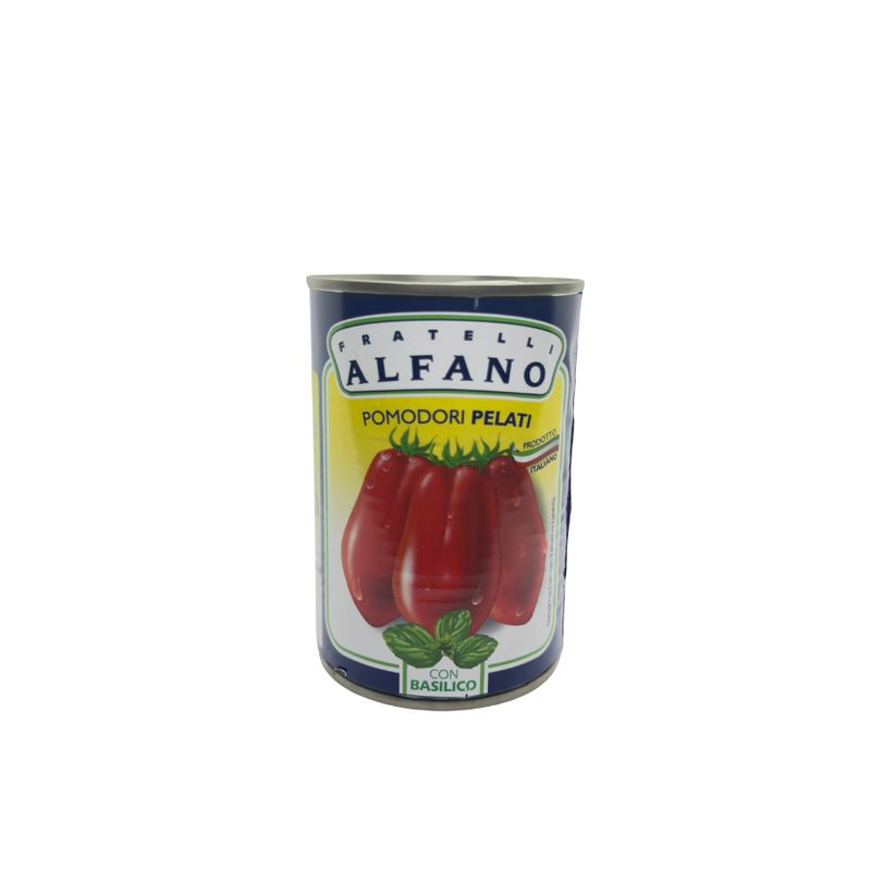 Pomodori Pelati con Basilico- Fratelli Alfano - 400 grammi