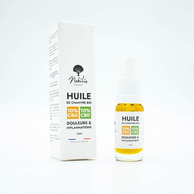 Huile CBD + CBG 10 % « Douleur & Inflammation » – Broad Spectrum (Sans THC)