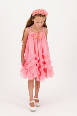 ✨ Outlet Angel’s Face – Flashy zalmroze zwierige jurk ✨