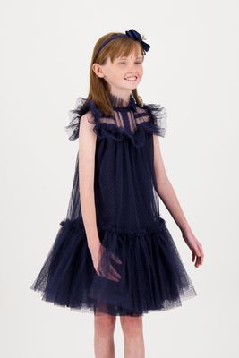 ✨ Outlet Angel’s Face – Donkerblauwe feestjurk met stipjes ✨