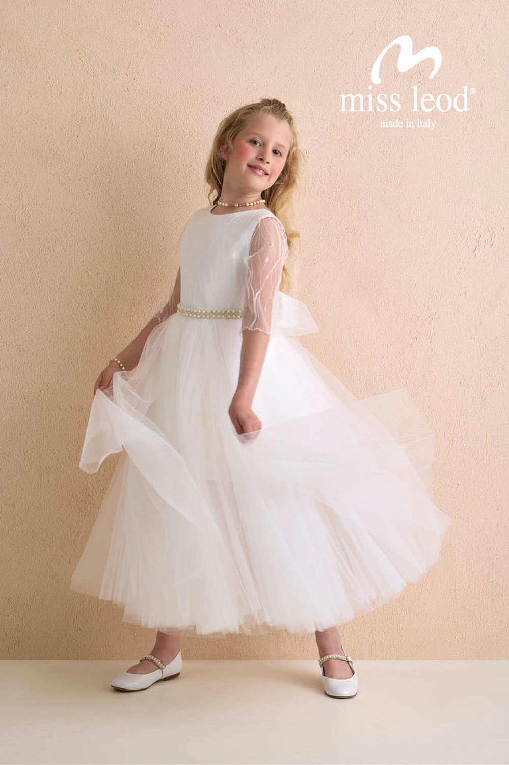 Jurk “Lune” – Elegante Miss Leod feestjurk voor communie, lentefeest, vormsel of huwelijk Jurk “Lune” – Elegante Miss Leod feestjurk voor communie, lentefeest, vormsel of huwelijk