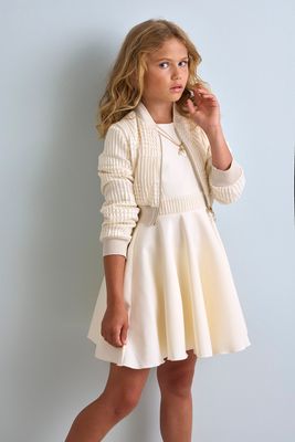 Ecru gehaakt vestje met rits van Diamante Blu