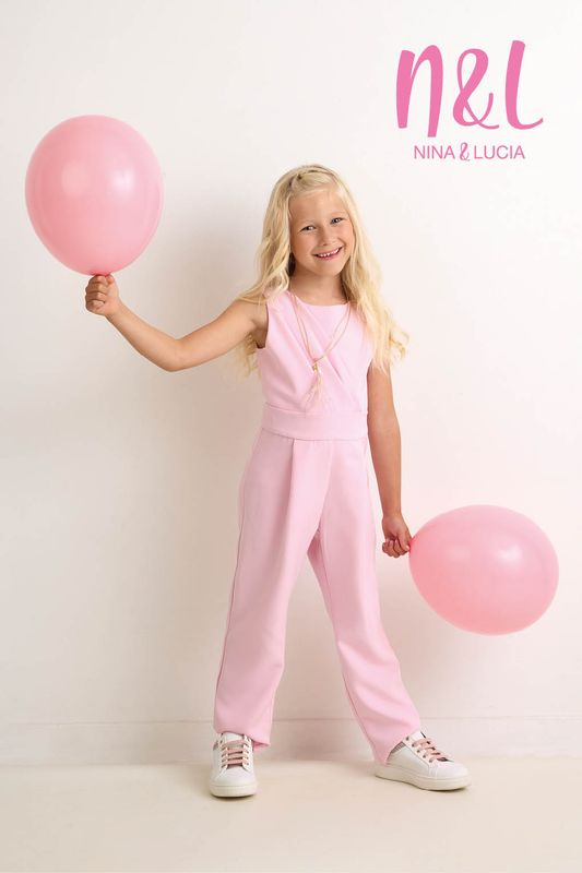 2-delige feestset “Pinky” – blush roze jumpsuit met bijhorend jasje – Nina & Lucia