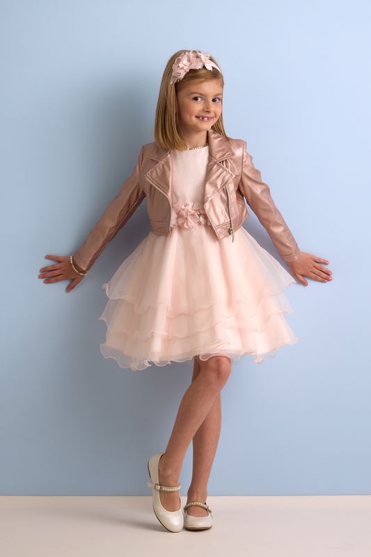 Jurk “Eloïse” - zalmroze feestjurk van Miss Leod voor communie, lentefeest, vormsel of huwelijk Jurk “Eloïse” - zalmroze feestjurk van Miss Leod voor communie, lentefeest, vormsel of huwelijk