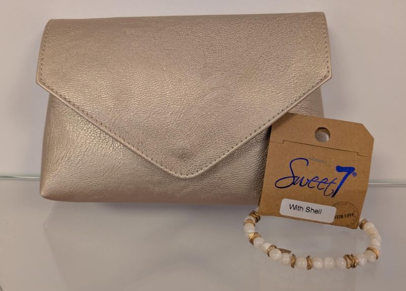 Mini clutch Gold Leather