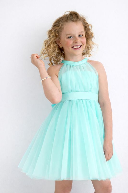 Jurk “Manon” – Mintgroene Miss Leod feestjurk voor communie, lentefeest, vormsel of huwelijk