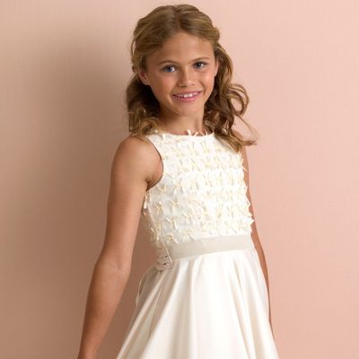 Jurk “Kelly” - Ecru feestjurk van Diamante Blu voor communie, lentefeest, vormsel of huwelijk