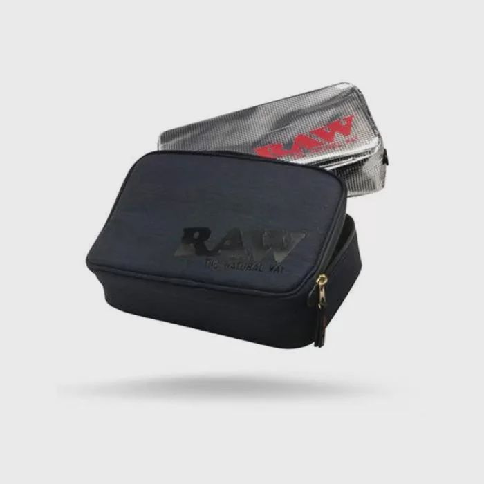RAW Double Pouch Zipper Smell Proof Bag With Aluminum Bag - Medium Full Ounce
