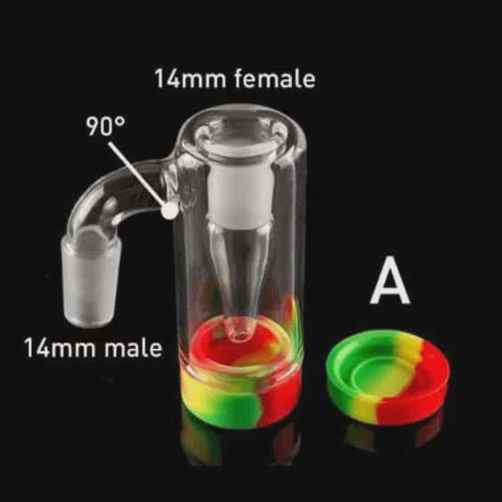 QUARTZ GLASS ASH CATCHER &#39;RECLAIM&#39; w/SILICONE PUCK  - 90 DEGREE - FUNNEL