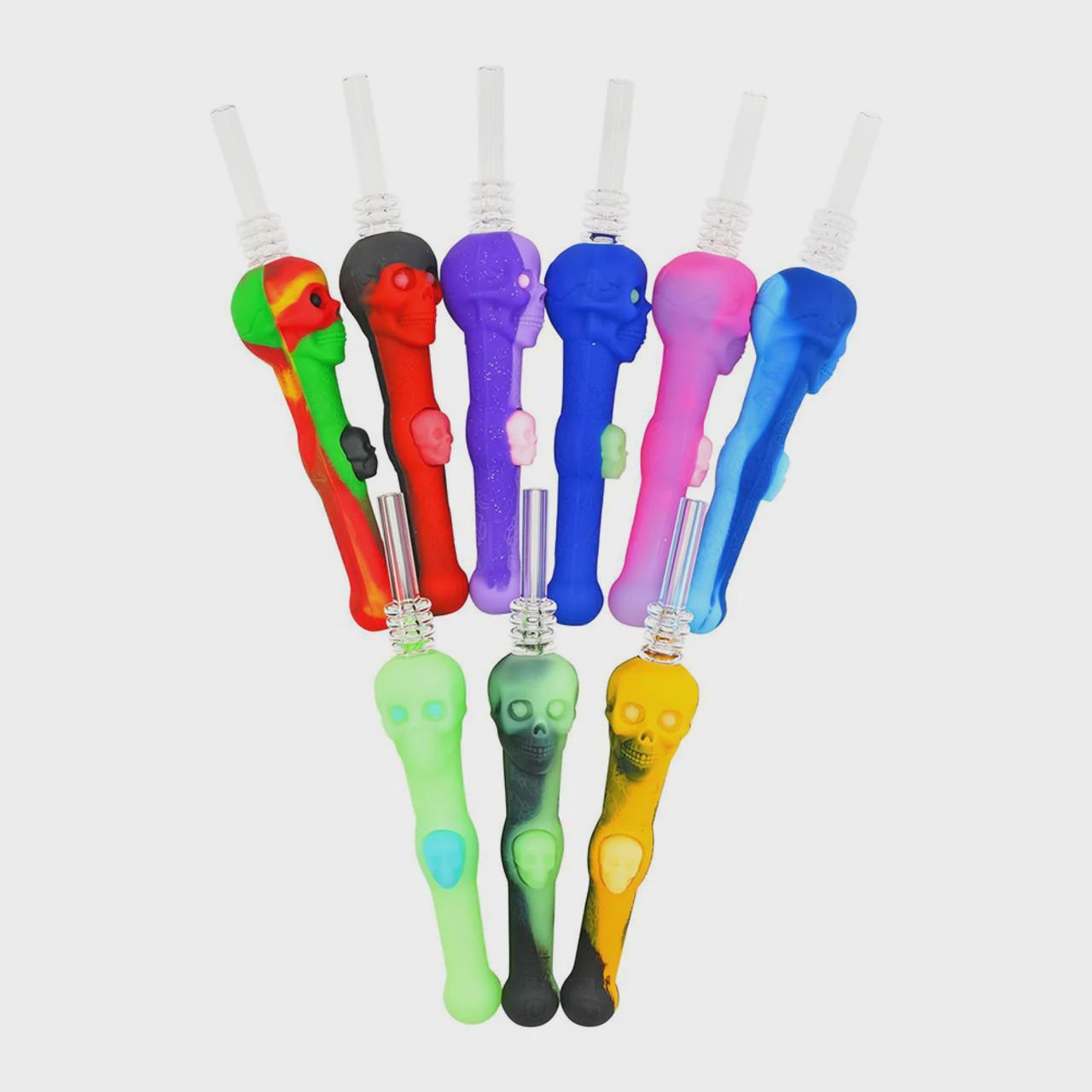 Stratus Silicone Skull Dipper Glow In The Dark With 14MM Quartz Tip