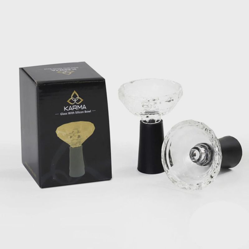 Karma Glass Bowl With Silicon Stem Hookah Bowl - 4 Inches [KB-GWS-BL]