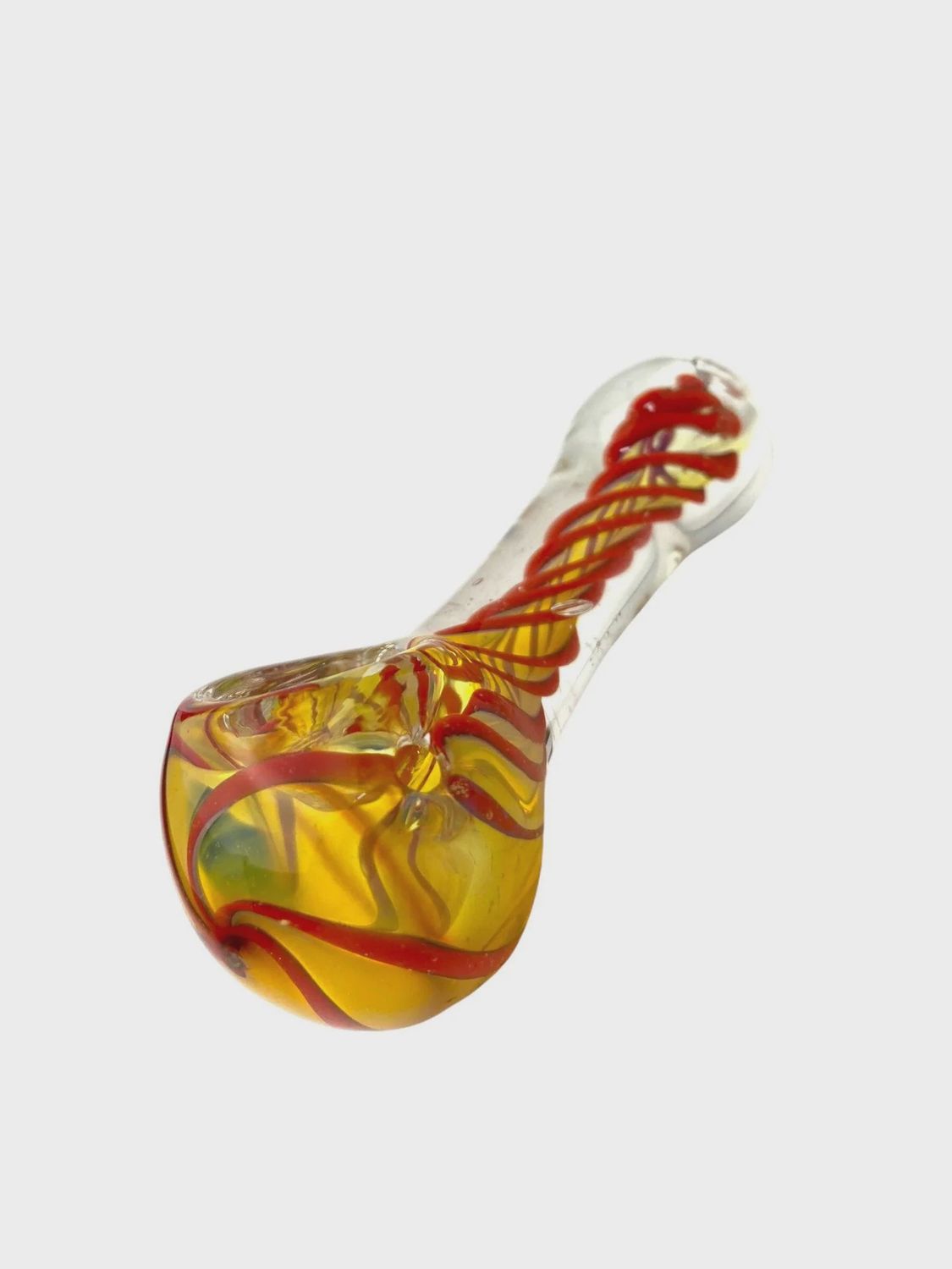 3.5&quot; Fumed Yellow Swirly Spoon - Glass Hand Pipe (Assorted Colors)