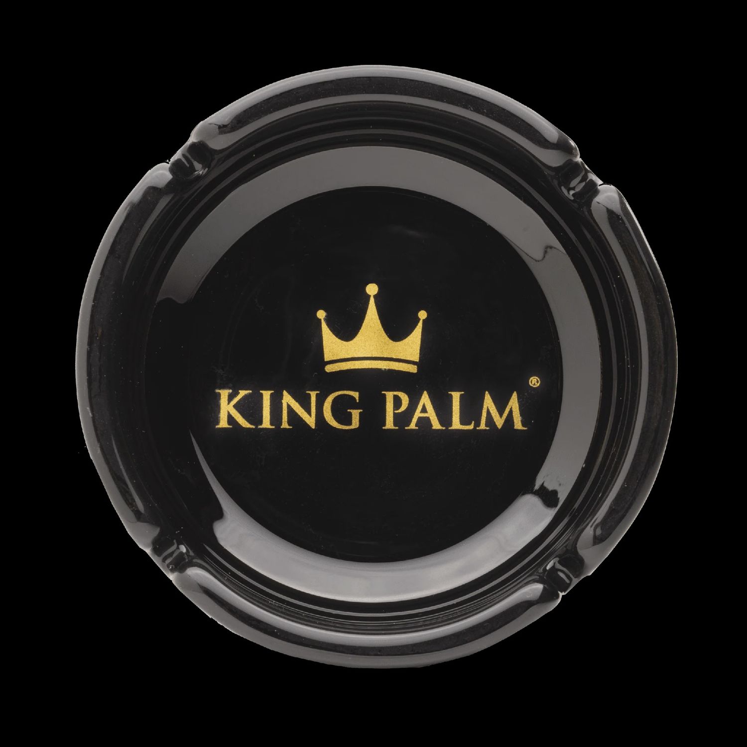 King Palm Black Glass Ashtray