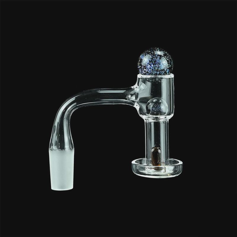 Dragon Glass Quartz Banger With Terp Slurper Vacuum With 3 Dichro Galaxy Terp Pearls &amp; Frosted Joint - 90 Degree Angle [DQF-012]