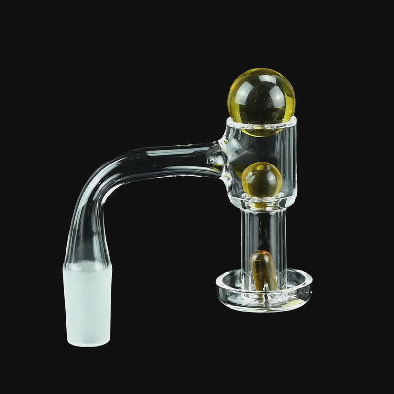 Dragon Glass Quartz Banger With Terp Slurper Vacuum With 3 Terp Pearls &amp; Frosted Joint - 90 Degree Angle [DQF-015]