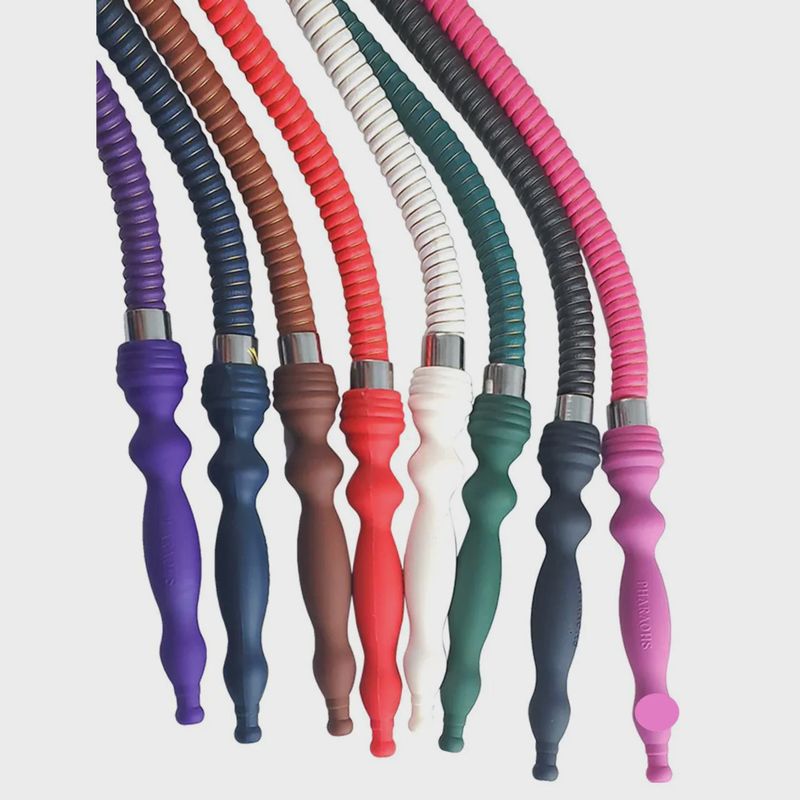 Pharaohs Silk Leather Wrapped Hookah Hose - Single - 4 Foot - Assorted Colors