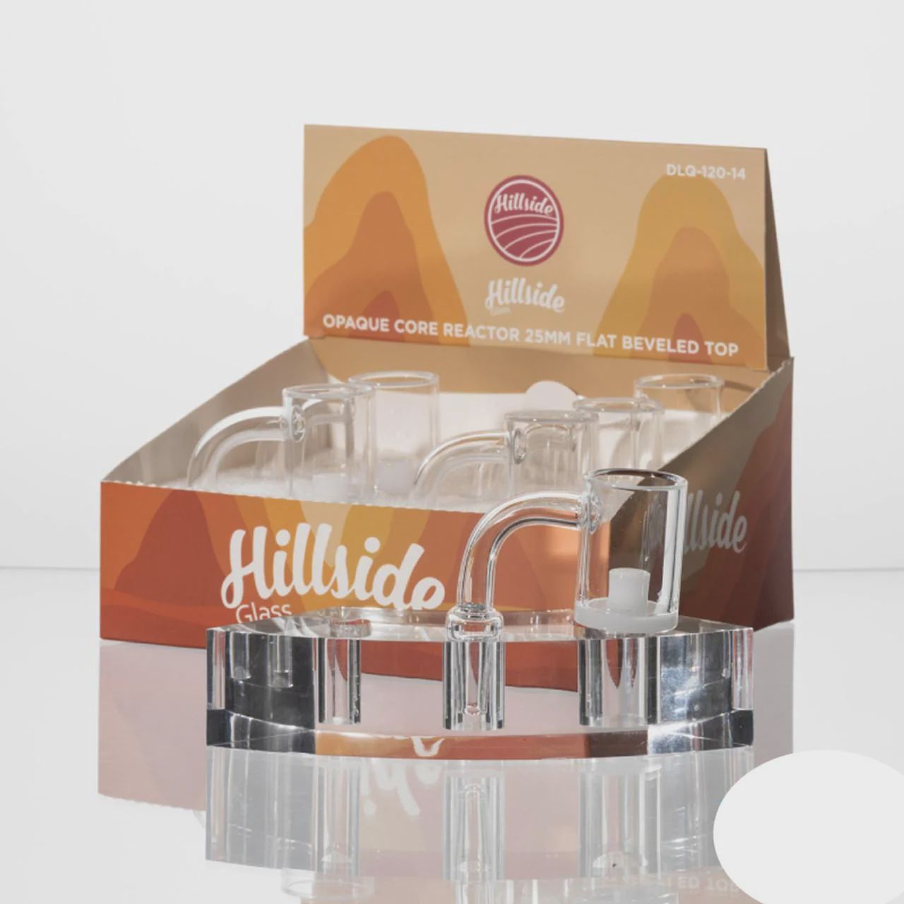 Hillside Glass Opaque Core Reactor 25mm Flat Beveled Top Colored Base Banger With Clear Joint - 90 Degree Angle 14 mm Male [DLQ-120-14]