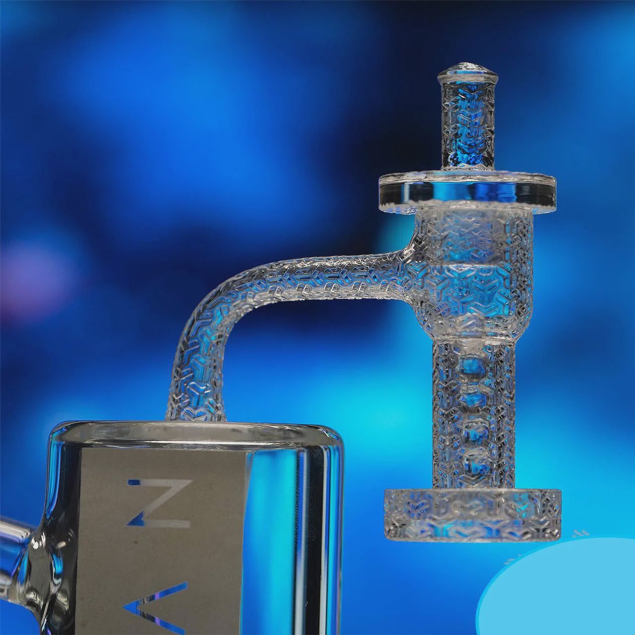 Space King Fully Fused Engraved Terp Slurper Banger With Matching Carb &amp; Connected Beads