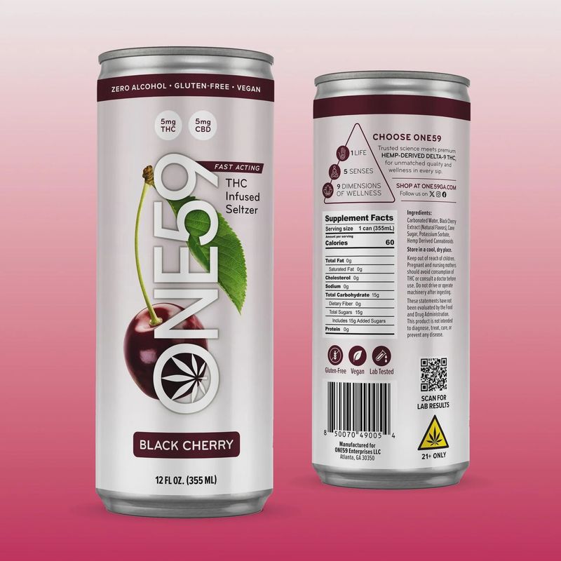 ONE59 CBD Infused Seltzer 12oz 5 Mg