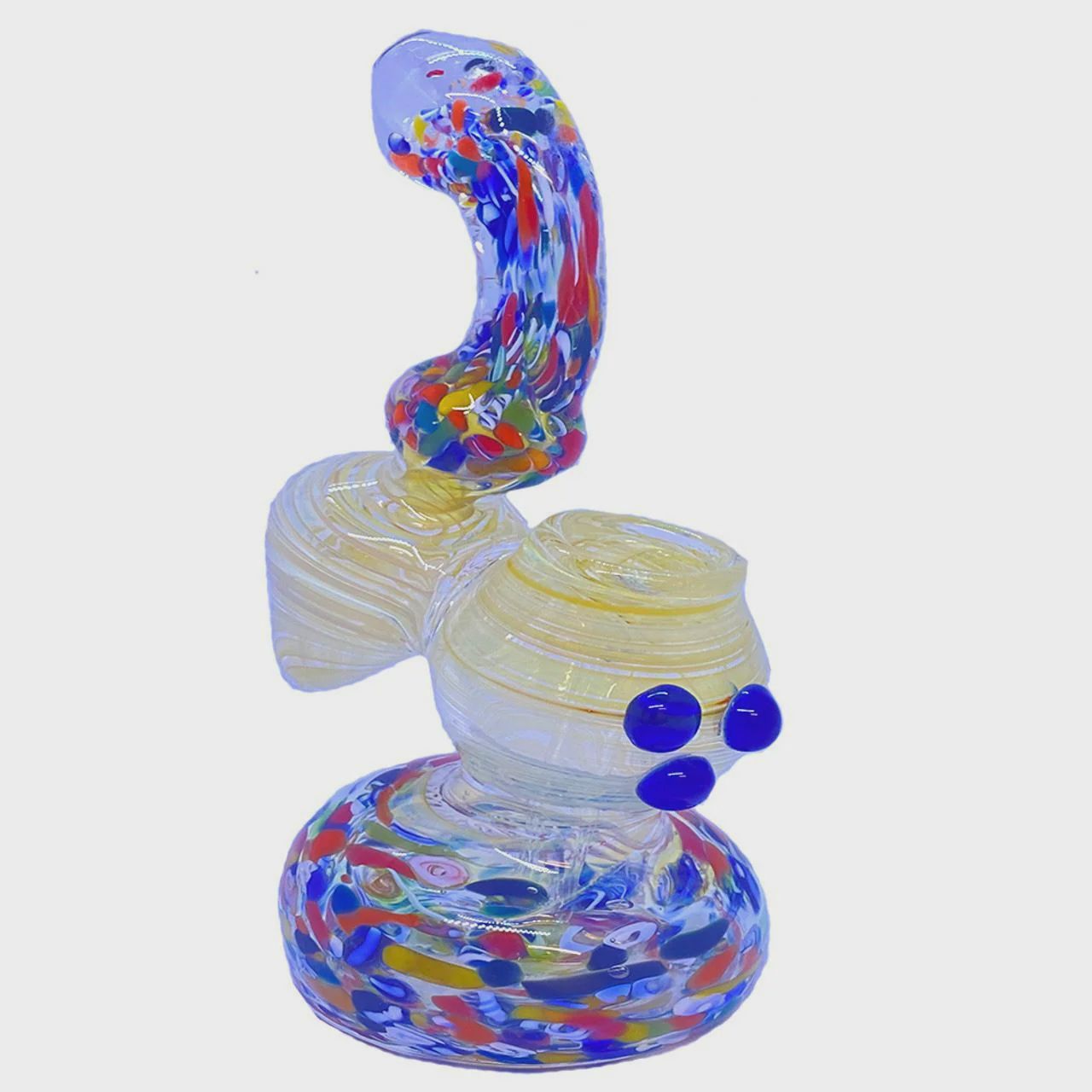 Glass Bubbler With Heavy Confetti &amp; Color Changing - 7 Inches - 261 Grams - Assorted Colors [C161]
