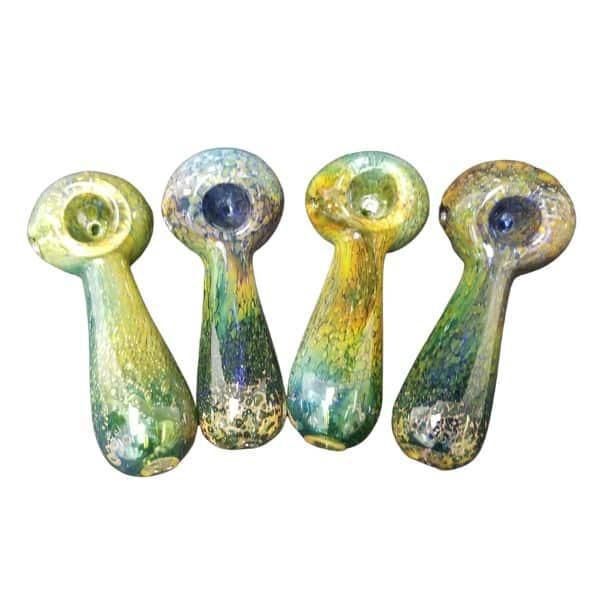 Glass Hand Pipe Gold Polish Bubble 4&quot; GVS2474
