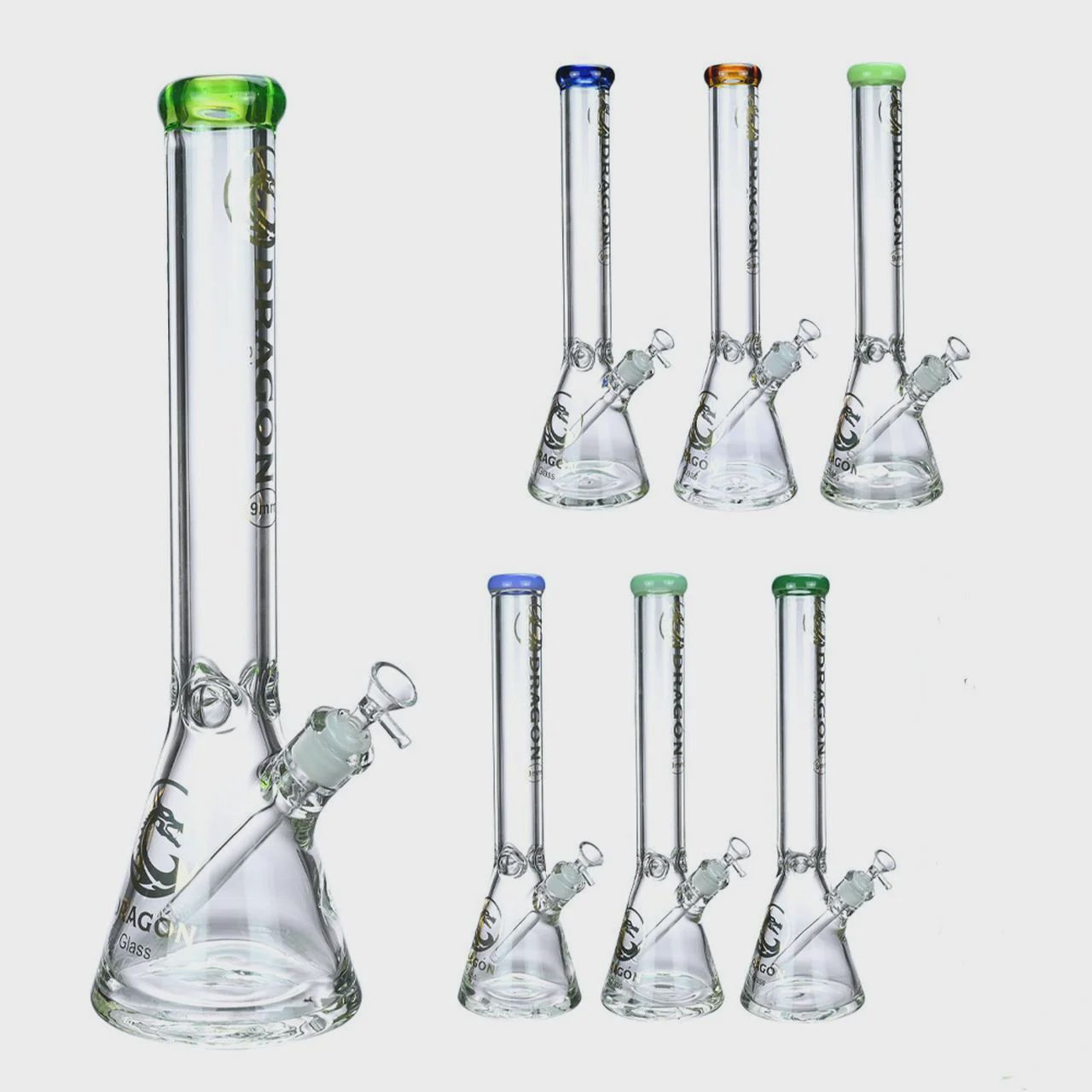 Dragon Glass Water Pipe Beaker Base Design With Ice Catcher &amp; Diffused Downstem - 1674 Grams - 18 Inches - Assorted Colors [DGA-081]