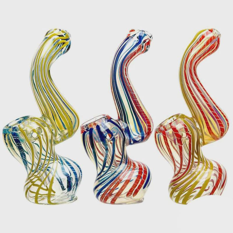 Glass Hand Pipe Mini Full Twisting Bubbler - 109 Grams - 5.5 Inches - Assorted Colors [BUB-29]