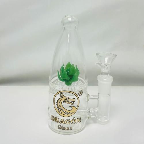 Dragon Glass Water Pipe Flower Design Inside &amp; Honeycomb Perc 180 Grams 4.5 Inches [DGE-357]