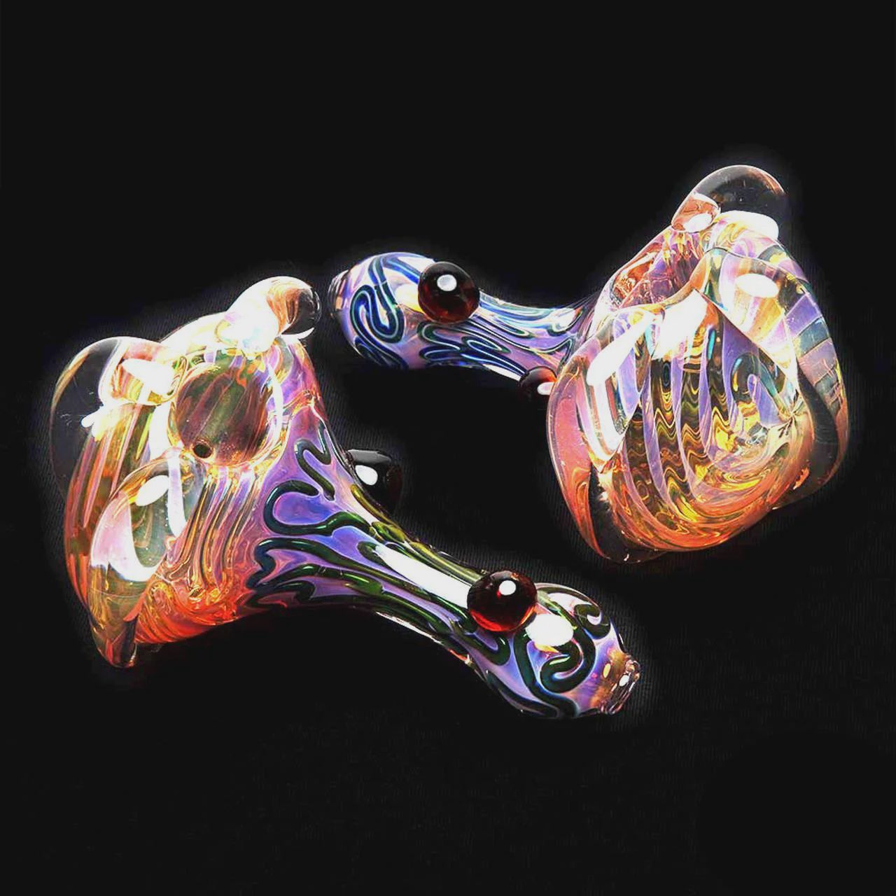 Glass Spoon Gold Fumed Big Head Color Twist Hand Pipe - 5 Inch - Assorted Colors [HP-21-40]